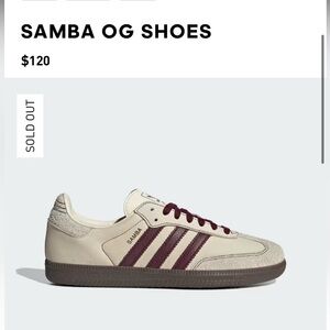 Women’s adidas samba OG Wonder White / Maroon / Putty / Size 8.5 US / NWT